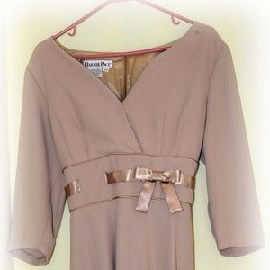 Classy tan mid length dress!